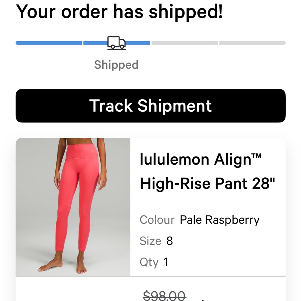 Lululemon Align High-Rise Pant 28" in Pale Raspberry